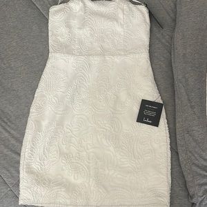 Lulus Got Your Attention White Embroidered Strapless Bodycon Dress